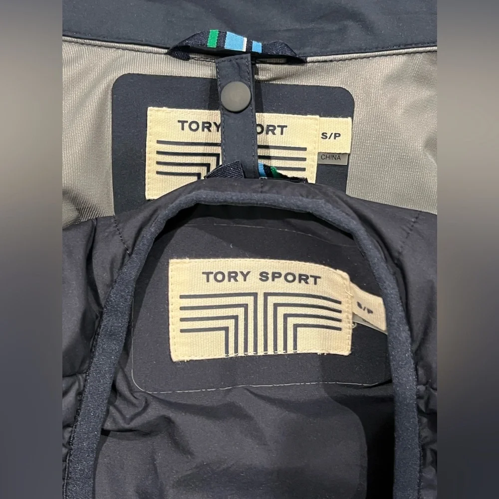 TORY BURCH SPORT 2 IN 1 JACKET & VEST Womens Hooded Convertible Navy Blue S - Picture 14 of 14
